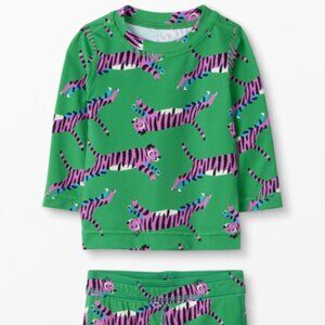 Hanna Andersson Baby Recycled Rash Guard & Swim Shorts Set in Jumping Tigers 2T